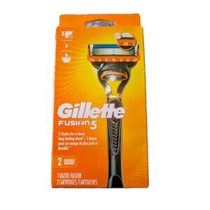 Gillette Fusion 5, 1 Razor + 2 Cartridges New Sealed Package